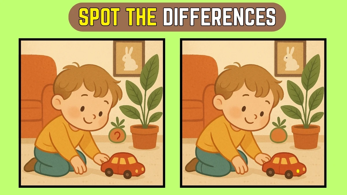 Spot the Difference: Within 8 Seconds Spot The 3 Differences in this Boy Playing with Toy Car Image