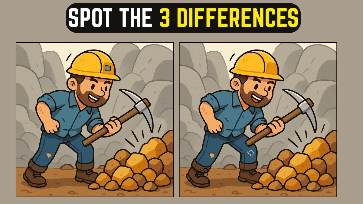 Spot the Difference: Within 8 Seconds Spot The 3 Differences in this Mine Worker Image