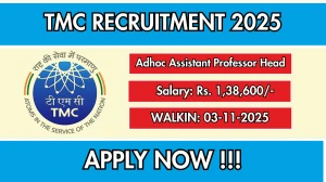 TMC Adhoc Assistant Professor Head Recruitment 2025 – Walk in for 01 Posts