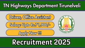 TN Highways Department Tirunelveli Recruitment 2025 - Apply Offline for 02 Driver, Office Assistant Posts
