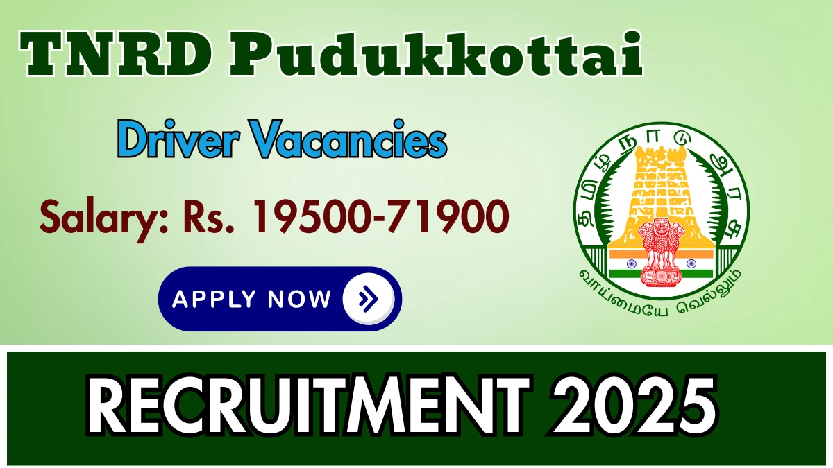 TNRD Pudukkottai Driver Recruitment 2025 - Apply Offline for 01 Posts TNRD Pudukkottai Driver Recruitment 2025 - Apply Offline for 01 Posts