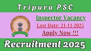 Tripura PSC Inspector Recruitment 2025 - Apply Online