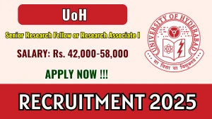 UoH Recruitment 2025 - Apply Offline for 01 Senior Research Fellow or Research Associate I Posts UoH Recruitment 2025 - Apply Offline for 01 Senior Research Fellow or Research Associate I Posts