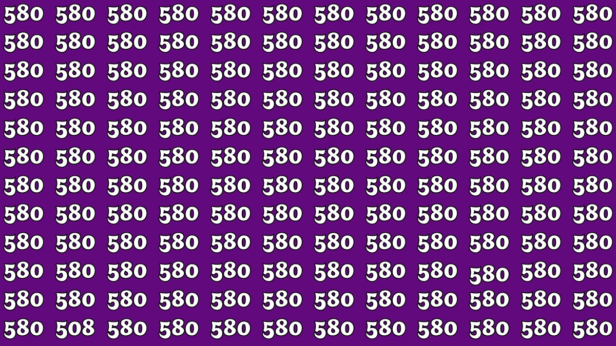 Using Your Hawk Eye Vision with 20/20 Eye-Sight Find the 508 Hidden Among 580s In 12 Seconds!