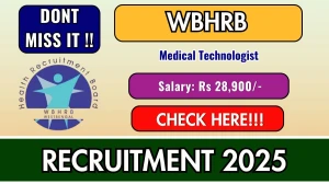 WBHRB Medical Technologist Recruitment 2025 - Apply Online for 46 Posts