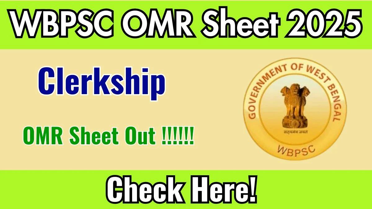 WBPSC Clerkship OMR Sheet 2025 Out psc.wb.gov.in Download OMR Sheet Here WBPSC Clerkship OMR Sheet 2025 Out psc.wb.gov.in Download OMR Sheet Here