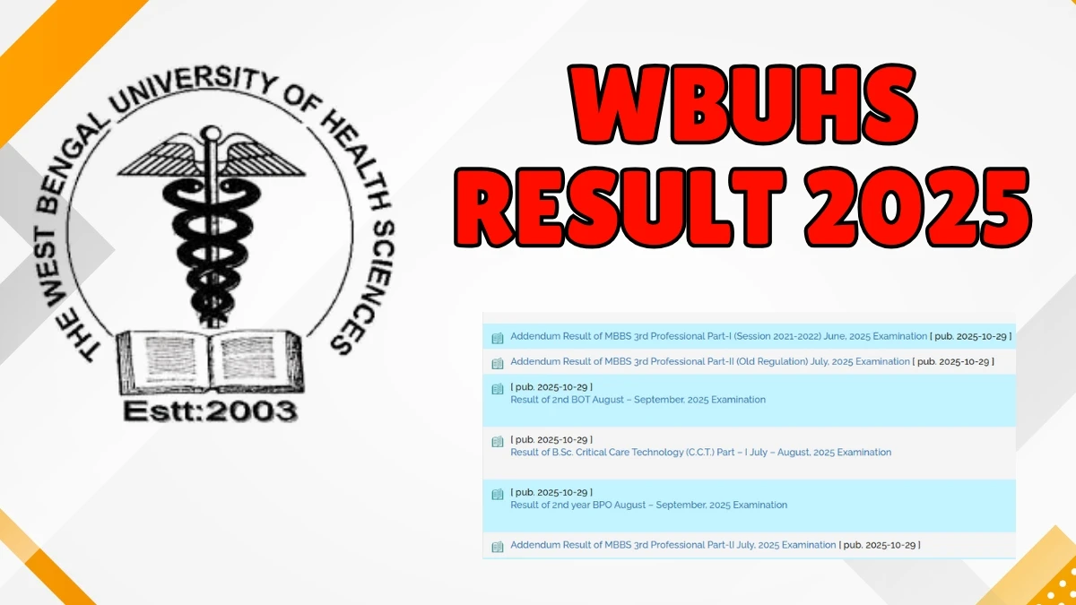 WBUHS Result 2025 Released at wbuhs.ac.in Direct Link to Download Part-I, II Result WBUHS Result 2025 Released at wbuhs.ac.in Direct Link to Download Part-I, II Result