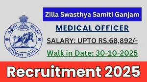 Zilla Swasthya Samiti Ganjam Medical Officer Recruitment 2025 – Walk in