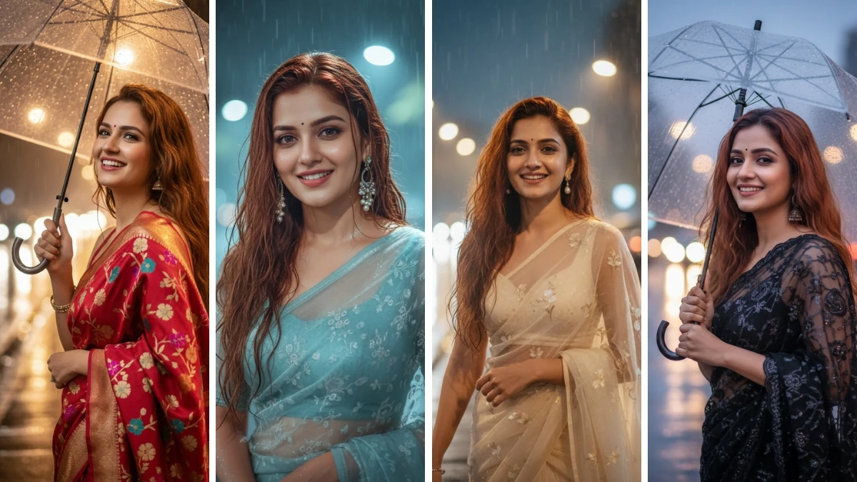 10 Trending Google Gemini AI Photo Editing Prompts for Girls to Create Rainy City Retro Style Portrait