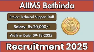 AIIMS Bathinda Project Technical Support Staff II Recruitment 2025 – Walk in
