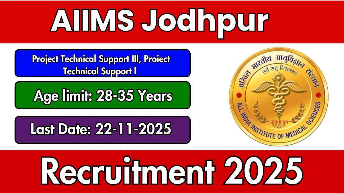 AIIMS Jodhpur Recruitment 2025 – Walk in for 03 Project Technical Support III, Proiect Technical Support l Posts