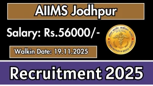 AIIMS Jodhpur Research Scientist I Recruitment 2025 – Walk in for 1 Posts