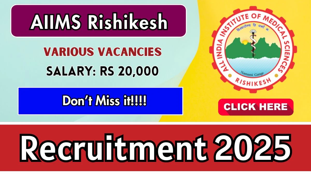 AIIMS Rishikesh Recruitment 2025 - Apply Offline for 05 Research Assistant, Field Data Collector Posts