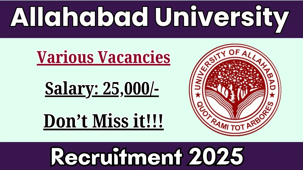 Allahabad University Senior Research Assistant/ Research Associate Recruitment 2025 - Apply Offline