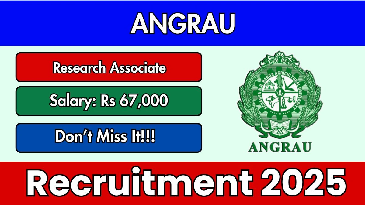 ANGRAU Research Associate Recruitment 2025 – Walk in for 01 Posts