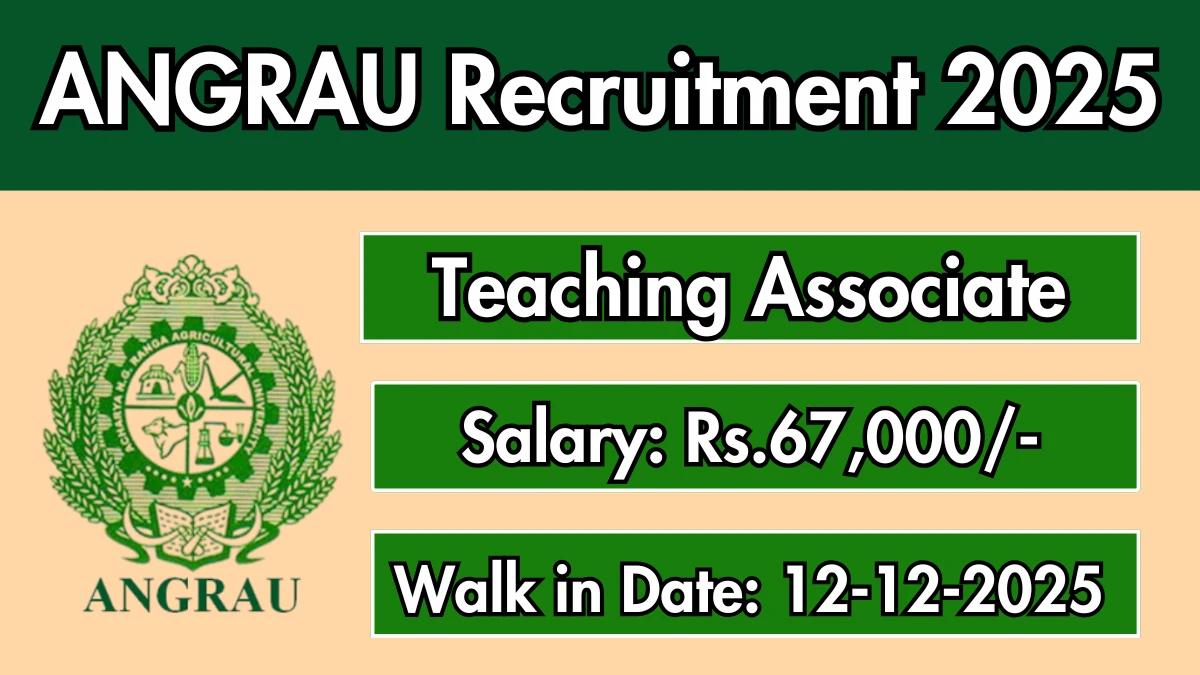 ANGRAU Teaching Associate Recruitment 2025 – Walk in