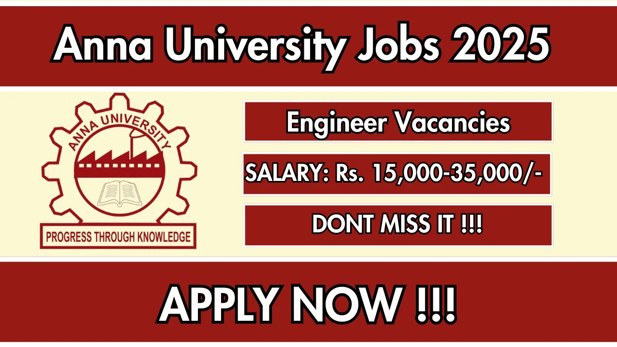 Anna University Recruitment 2025 - Apply Online for 02 Energy and Diploma Engineer Posts