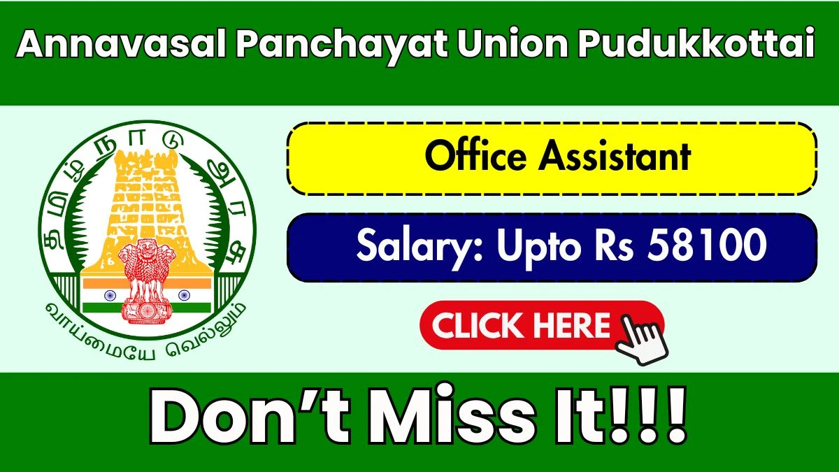 Annavasal Panchayat Union Pudukkottai Office Assistant Recruitment 2025 - Apply Offline