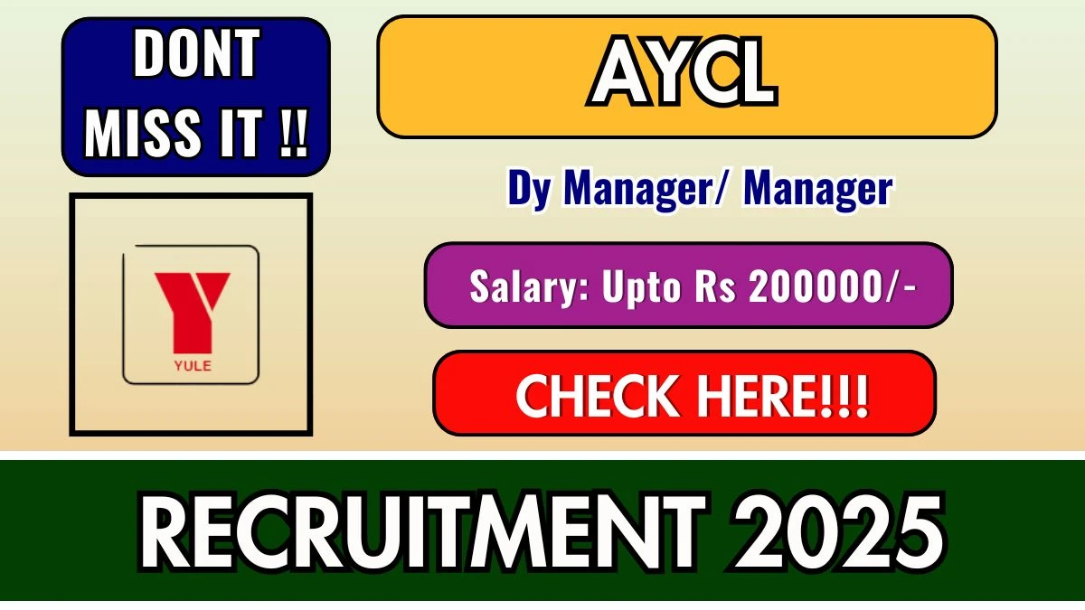 AYCL Dy Manager/ Manager Recruitment 2025 - Apply Online for 02 Posts