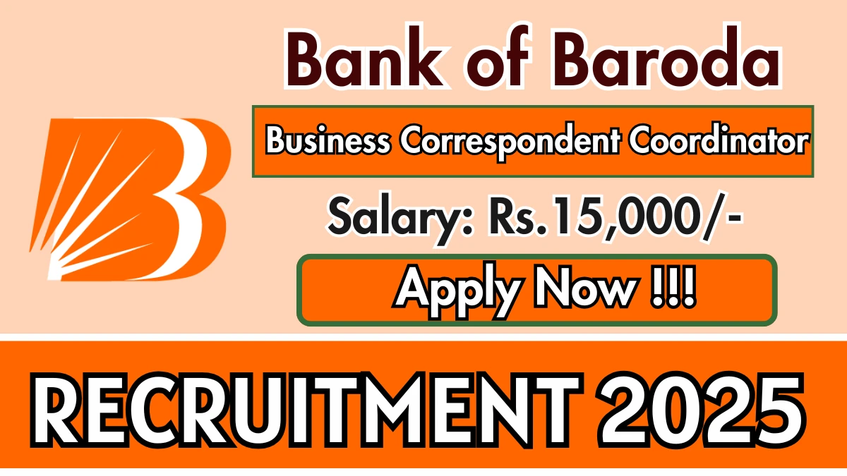 Bank of Baroda Business Correspondent Coordinator Recruitment 2025 - Apply Offline