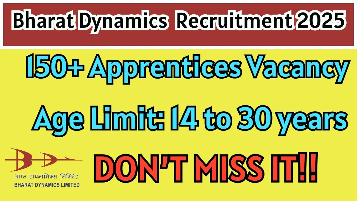 BDL Apprentices Recruitment 2025 - Apply Online for 156 Posts