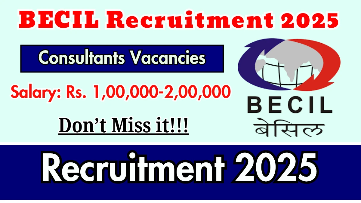 BECIL Consultant Recruitment 2025 - Apply Offline for 09 Posts