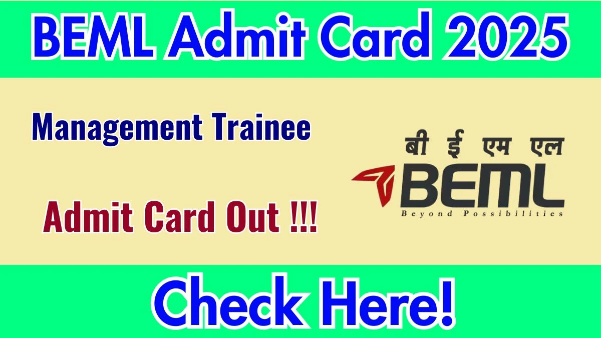BEML Management Trainee Admit Card 2025 OUT Download Hall Ticket at bemlindia.in