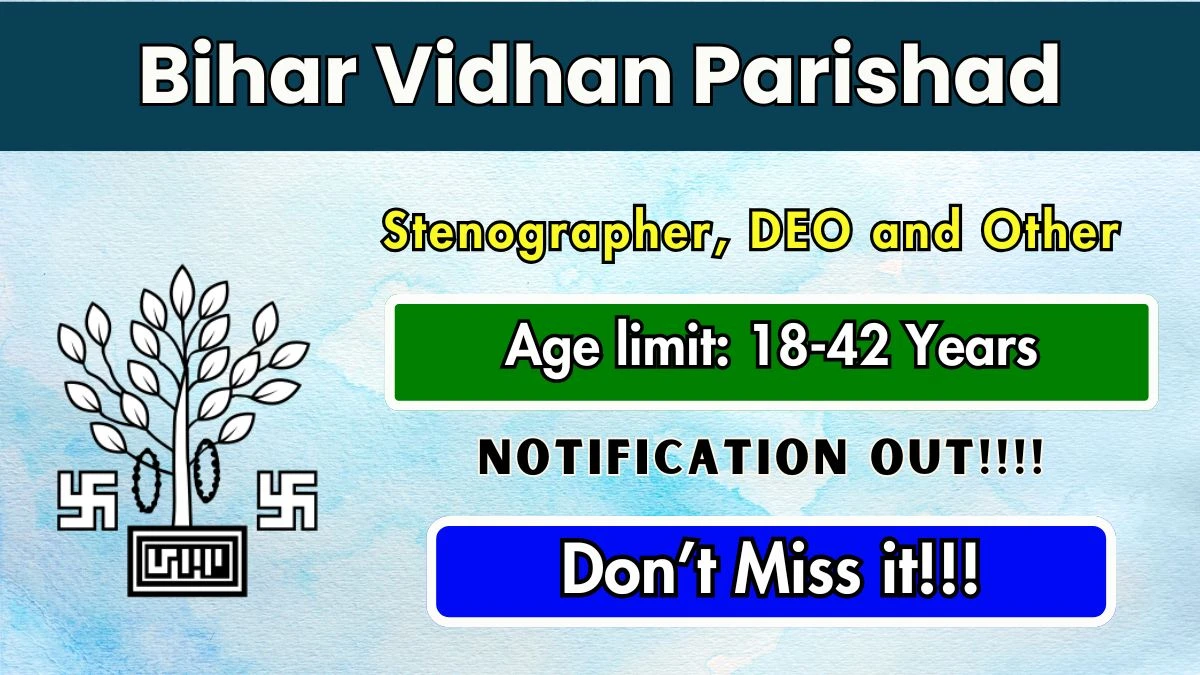 Bihar Vidhan Parishad Recruitment 2025 – Apply Online for 64 DEO, Stenographer and Other Posts