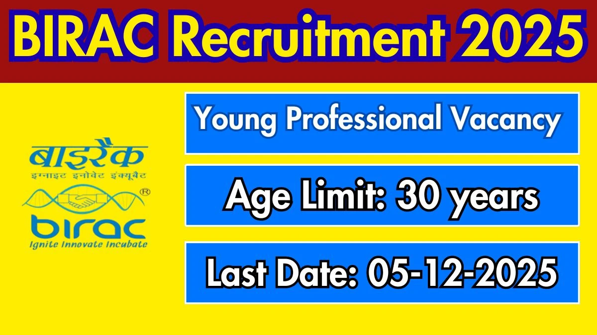 BIRAC Young Professional Recruitment 2025 - Apply Offline for 2 Posts