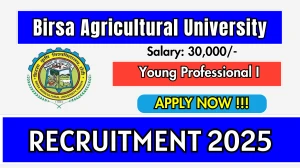 Birsa Agricultural University Young Professional I Recruitment 2025 – Walk in for 01 Posts Birsa Agricultural University Young Professional I Recruitment 2025 – Walk in for 01 Posts