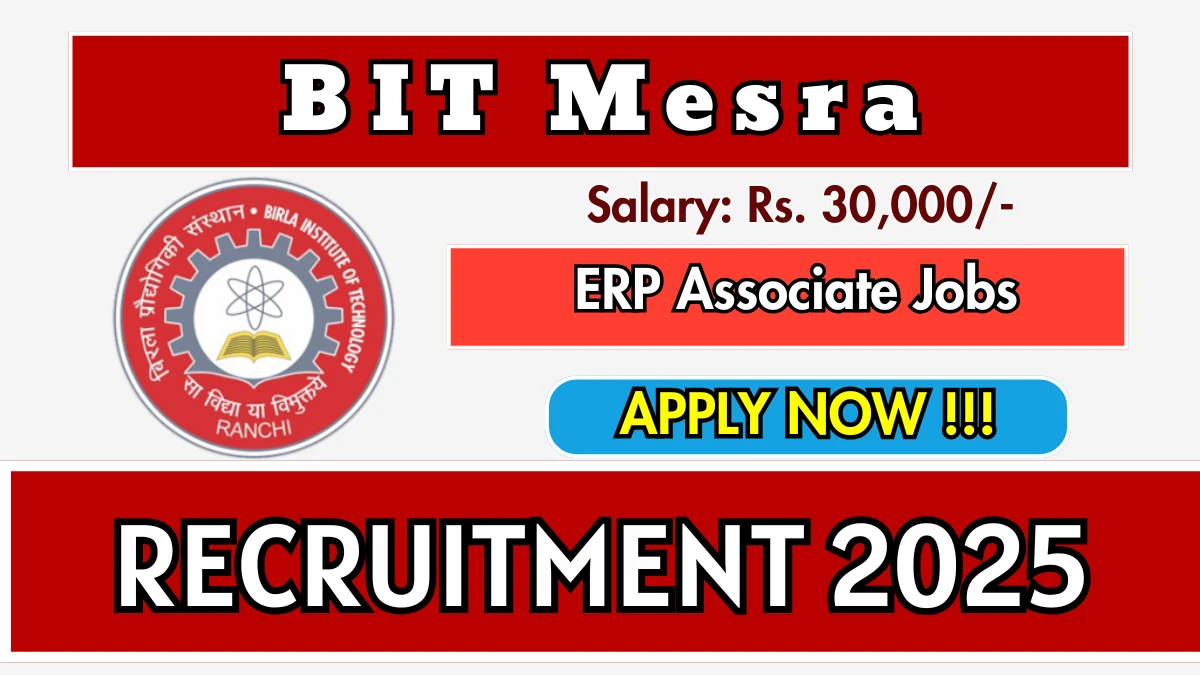 BIT Mesra ERP Associate Recruitment 2025 – Apply Online for 02 Posts