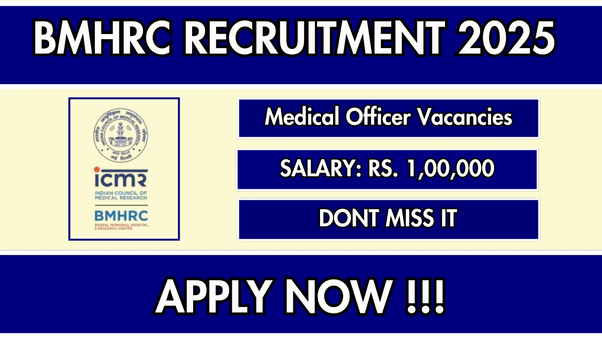 BMHRC Medical Officer Recruitment 2025 – Walk in