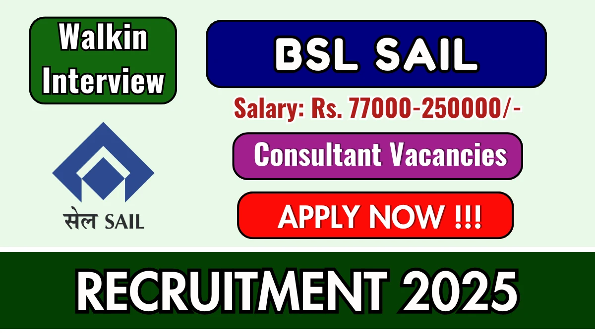 BSL SAIL Consultant Recruitment 2025