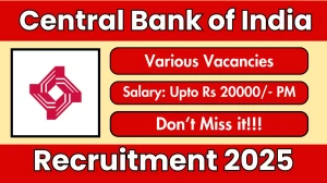 Central Bank of India Recruitment 2025 - Apply Offline for Watchman cum Gardener, Faculty and Other Posts