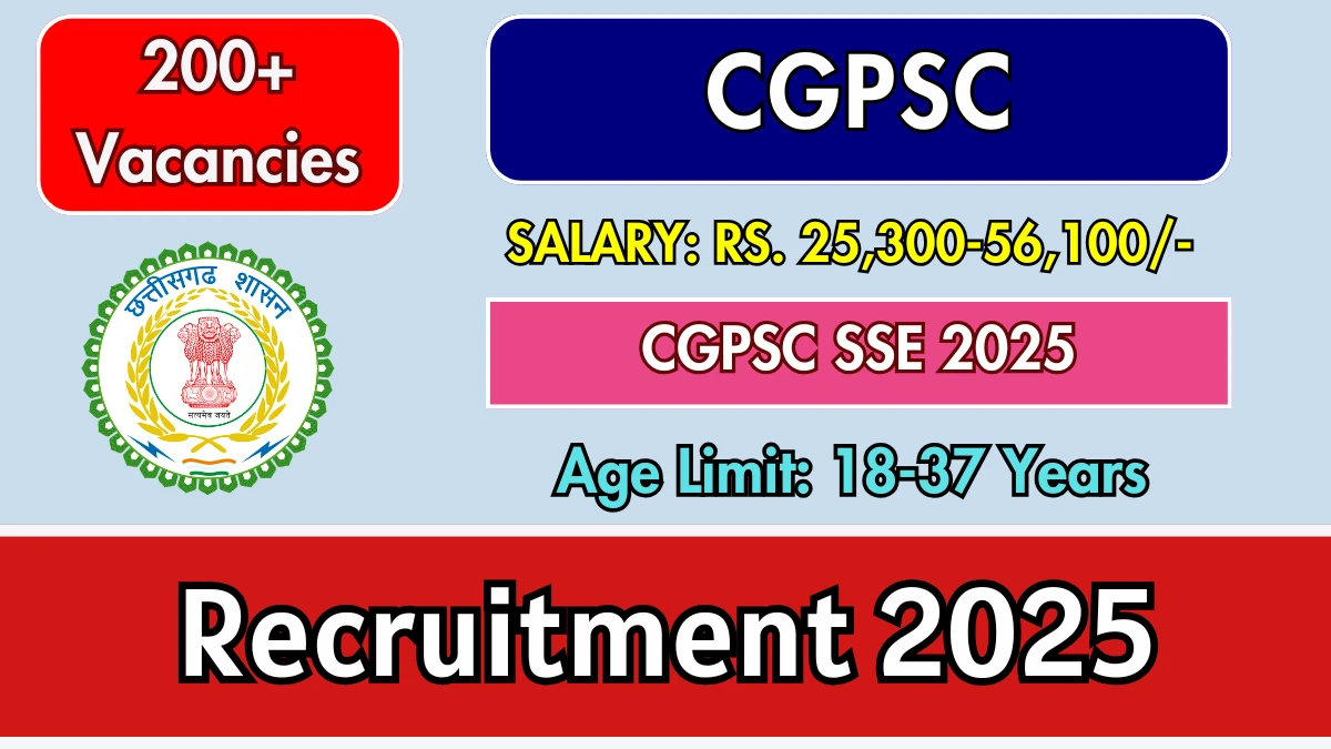 CGPSC Recruitment 2025 - Apply Online for 238 Labour Officer, Assistant Jailor and More Posts
