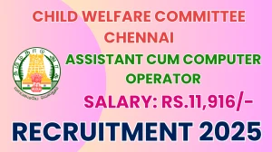Child Welfare Committee Chennai Assistant cum Computer Operator Recruitment 2025 - Apply Offline
