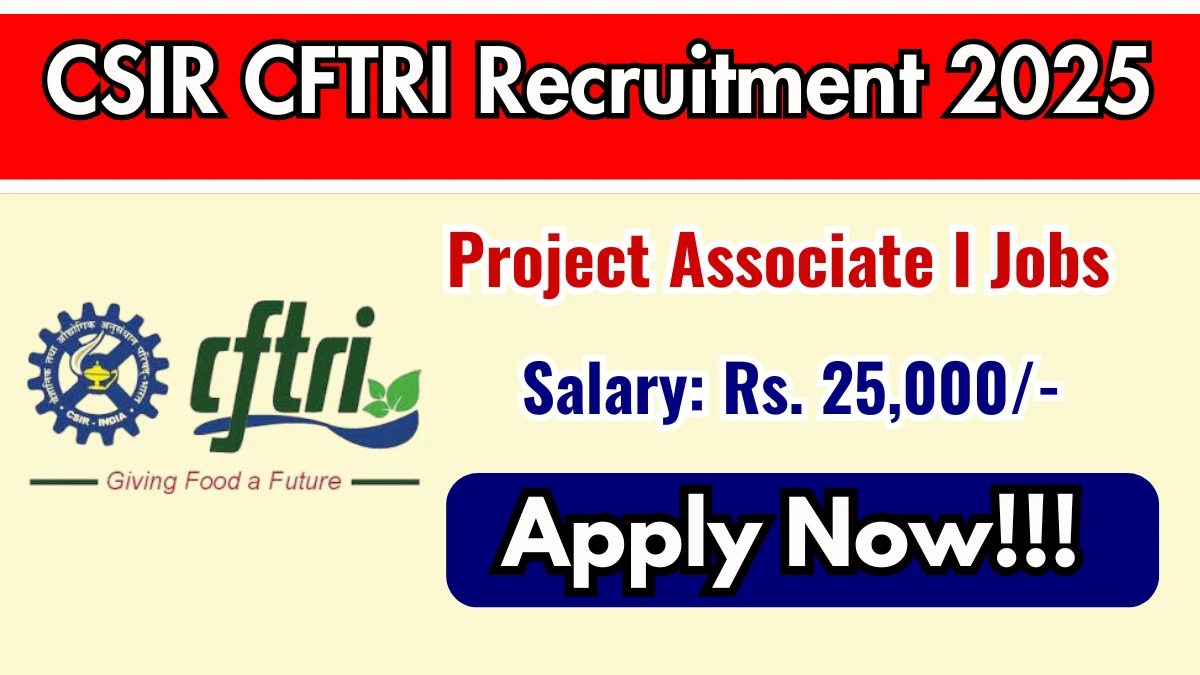 CSIR CFTRI Project Associate I Recruitment 2025 PDF Out - Apply Online