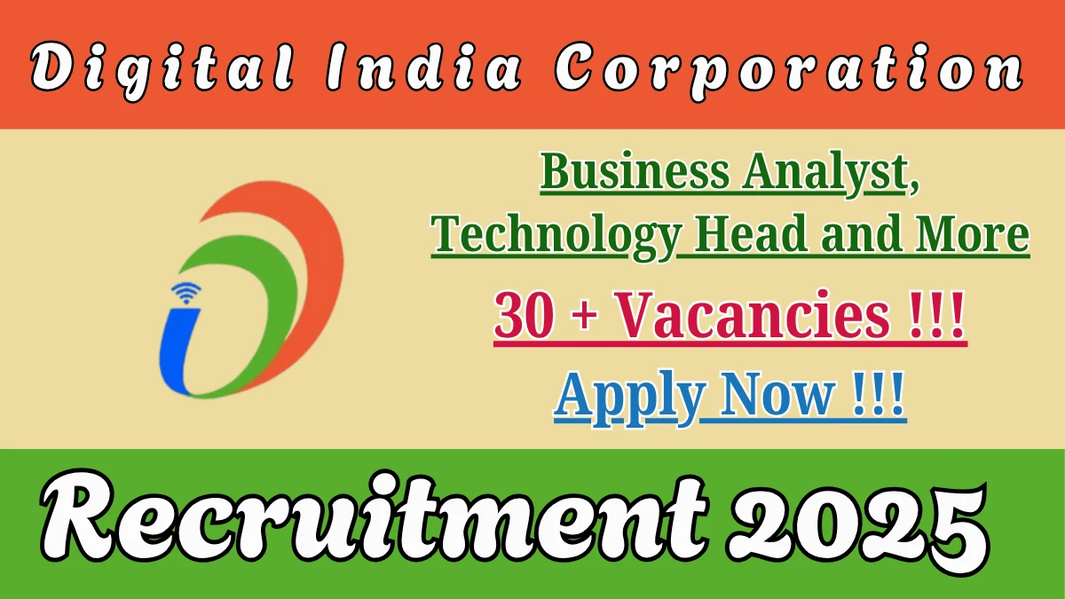 Digital India Corporation Recruitment 2025 - Apply Online for 32 Business Analyst, Technology Head and More Posts