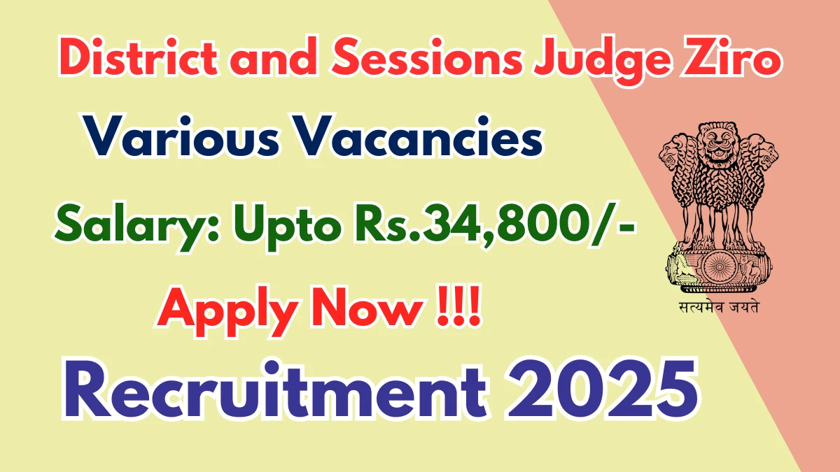 District and Sessions Judge Ziro Recruitment 2025 - Apply Online for 07 Senior Personal Assistant/ Stenographer, Driver and More Posts