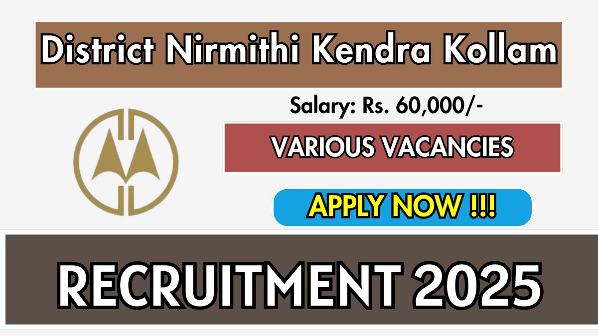 District Nirmithi Kendra Kollam Recruitment 2025 - Apply Online for Executive Secretary and Project Manager Posts
