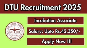 DTU Incubation Associate Recruitment 2025 - Apply Online