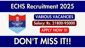 ECHS Recruitment 2025 - Apply Offline for 04 Medical Officer, Driver and More Posts ECHS Recruitment 2025 - Apply Offline for 04 Medical Officer, Driver and More Posts