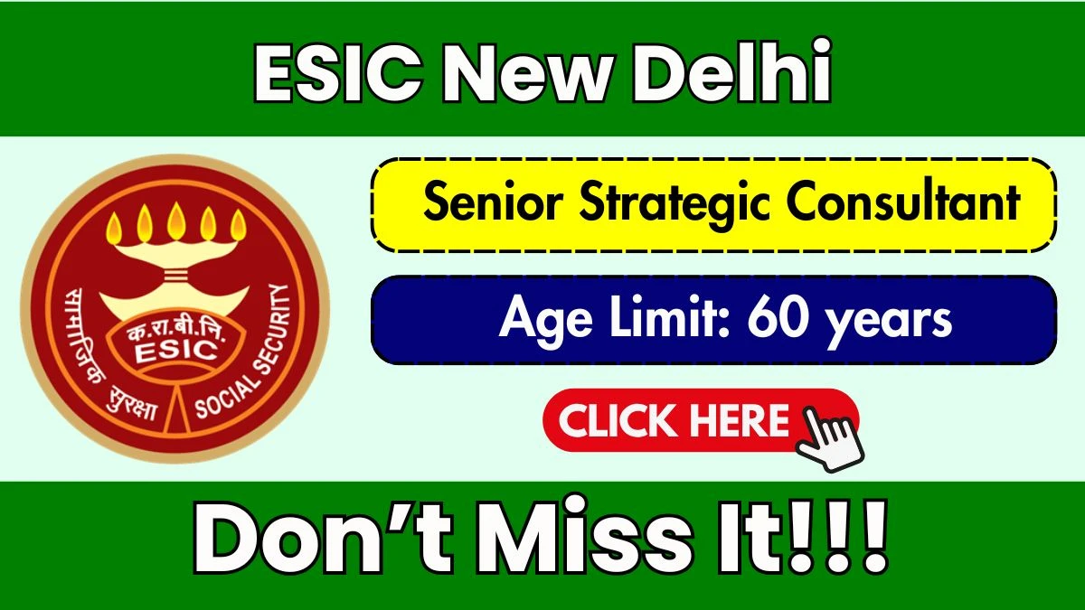 ESIC New Delhi Senior Strategic Consultant Recruitment 2025 - Apply Offline