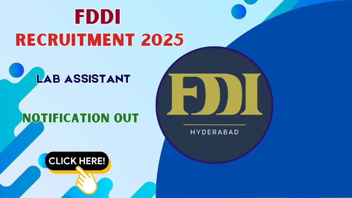 FDDI Lab Assistant Recruitment 2025 - Apply Offline
