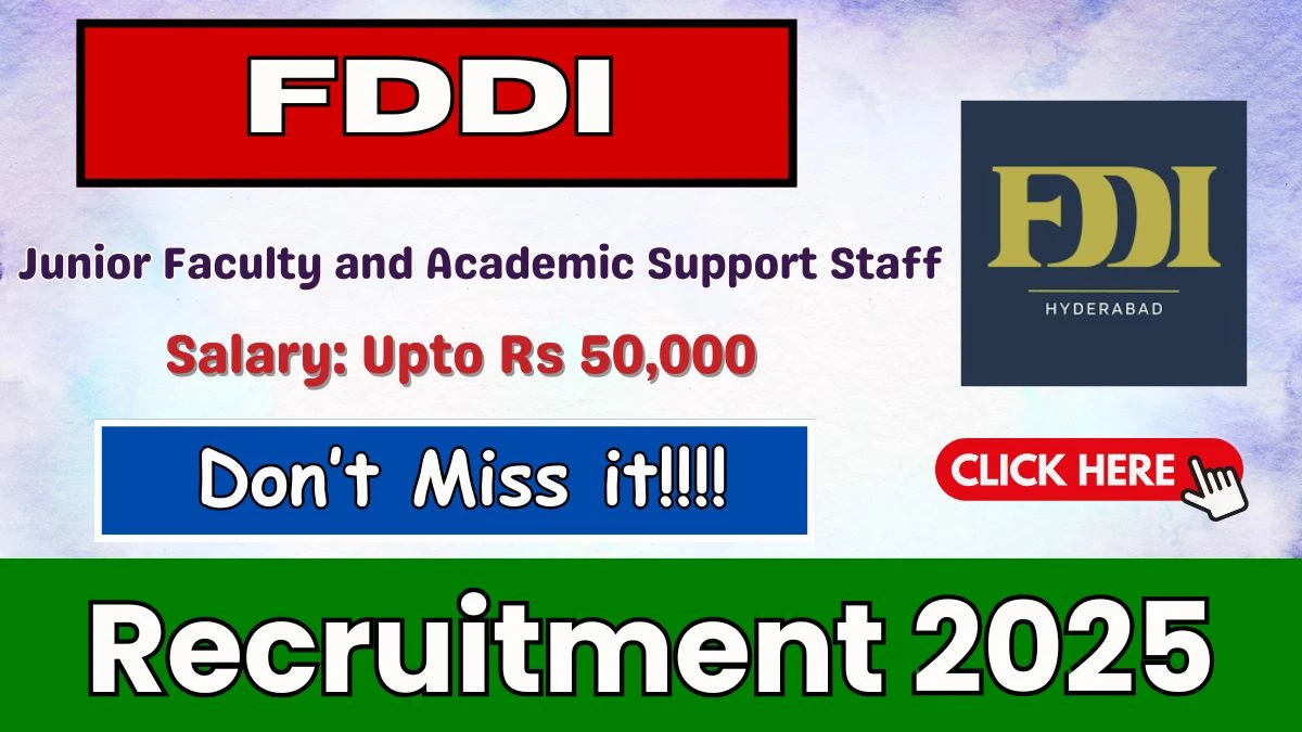 FDDI Recruitment 2025 - Apply Online for 04 Junior Faculty and Academic Support Staff Posts