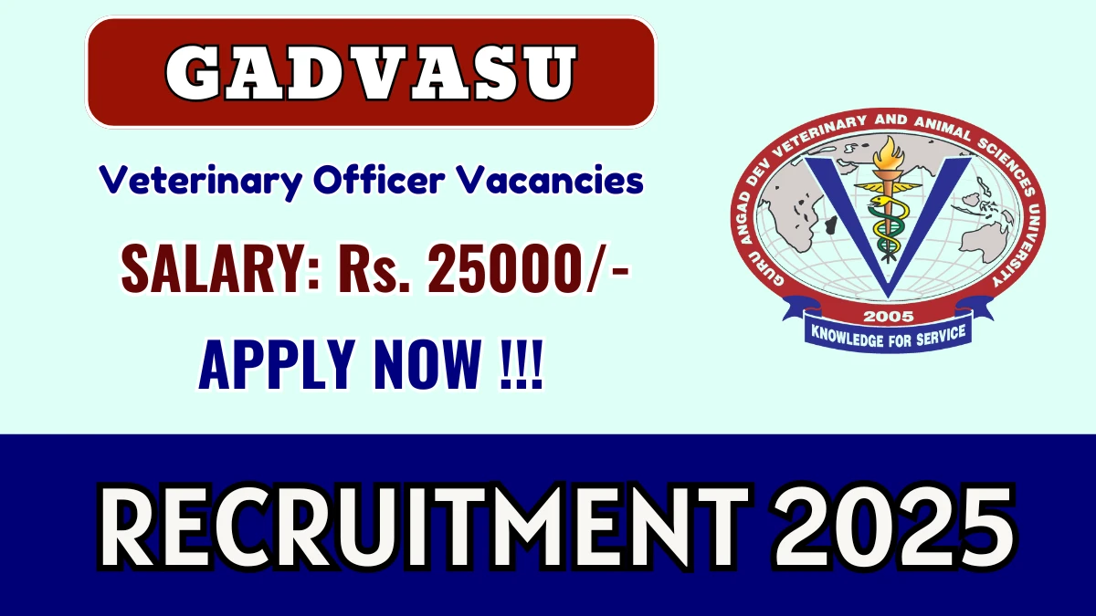 GADVASU Veterinary Officer Recruitment 2025 - Apply Offline