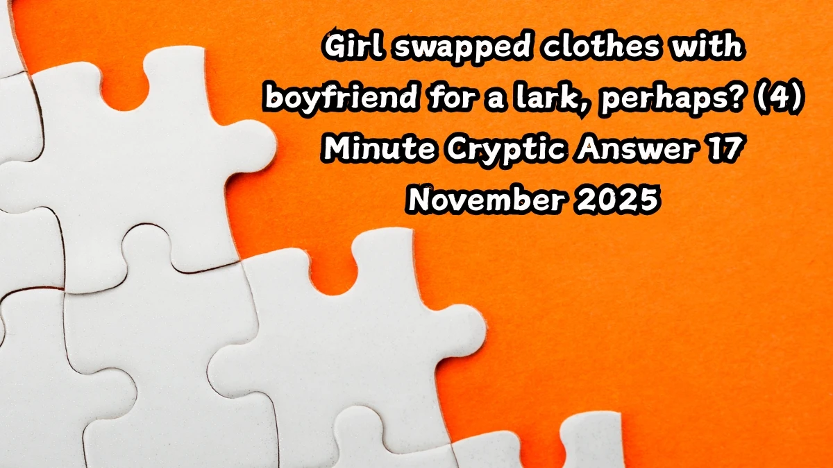 Girl swapped clothes with boyfriend for a lark, perhaps? (4) Minute Cryptic Answer 17 November 2025