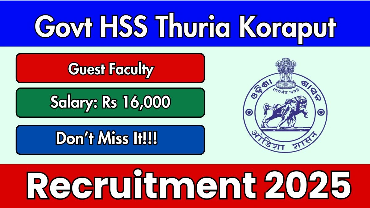 Govt HSS Thuria Koraput Guest Faculty Recruitment 2025 - Apply Offline