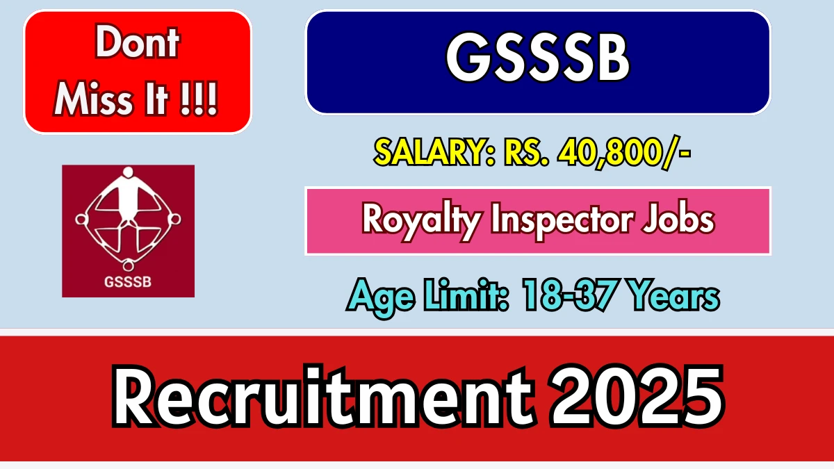 GSSSB Royalty Inspector Recruitment 2025 - Apply Online for 29 Posts