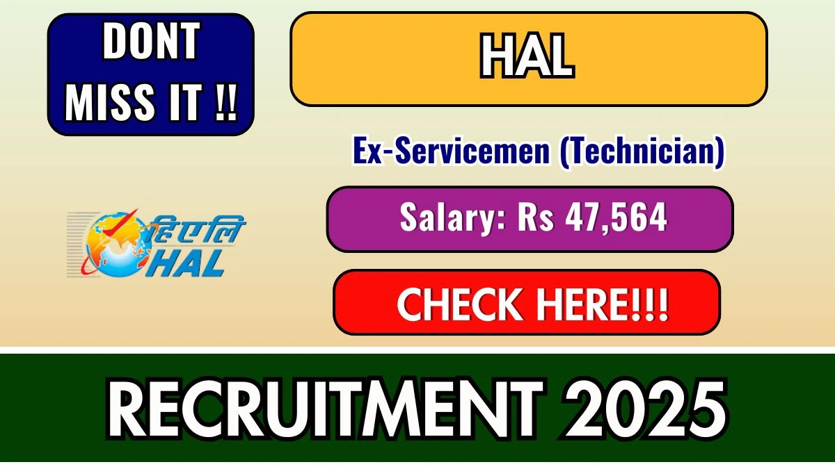 HAL Ex-Servicemen (Technician) Recruitment 2025 - Apply Online for 02 Posts